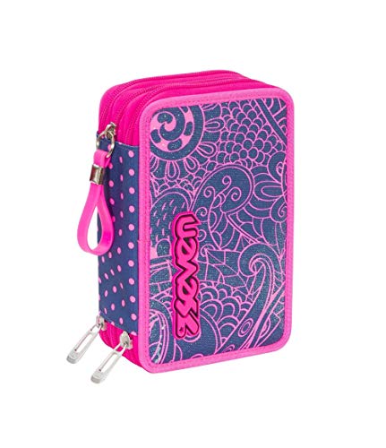 ASTUCCIO scuola SEVEN - MANDALA - 3 scomparti - Blu - pennarelli matite...