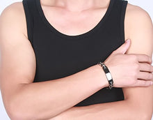 Carica l&#39;immagine nel visualizzatore di Gallery, PJ JEWELRY - Braccialetto da uomo in acciaio inox e silicone, con citazione...