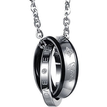 Carica l&#39;immagine nel visualizzatore di Gallery, Flongo coppia collana amante regalo per donna uomo anelli interblocco Black - Ilgrandebazar