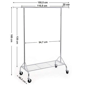 SONGMICS Stand Appendiabiti Attaccapanni in Metallo Cromato con Ruote,... - Ilgrandebazar