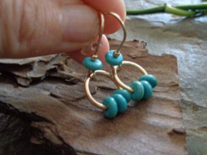 ✿ ANELLO PICCOLO IN ORO E PIETRO TURCHESE PIETRE RONDELLE - ORECCHINI ✿...