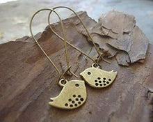 Carica l'immagine nel visualizzatore di Gallery, ✿ Orecchini Bronze Pieps con ganci lunghi ✿ vintage passero di...