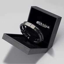 Carica l&#39;immagine nel visualizzatore di Gallery, SERASAR | Bracciale in Pelle Premium per Uomo Nero | Speciale - Ilgrandebazar