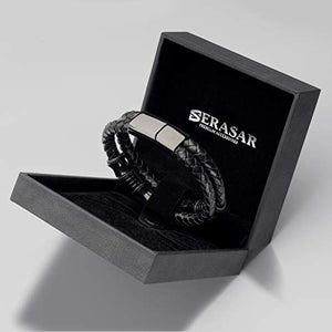 SERASAR | Bracciale in Pelle Premium per Uomo Nero | Speciale - Ilgrandebazar