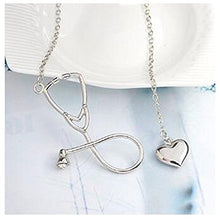 Carica l&#39;immagine nel visualizzatore di Gallery, Stetoscopio Collana Lariat con Pendente Cuore, Cuore E Argento01