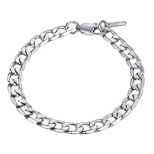 PROSTEEL Bracciale Uomo a Catena Cubana Semplice, Braccialetto 6 Mm - Argento - Ilgrandebazar