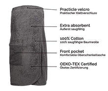 Carica l'immagine nel visualizzatore di Gallery, ZOLLNER Asciugamano da Sauna Donna, Grigio, Misura L/XL, Altri Grigio