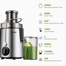 Carica l&#39;immagine nel visualizzatore di Gallery, Aicok Centrifuga, Estrattore di Succo a Freddo, Frutta e Argento - Ilgrandebazar