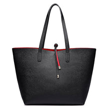 Carica l&#39;immagine nel visualizzatore di Gallery, Miss Lulu Borsetta da Donna Grande Ecopelle Borsa a Tracolla Hobo Tote Nero
