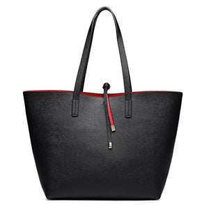 Miss Lulu Borsetta da Donna Grande Ecopelle Borsa a Tracolla Hobo Tote Nero