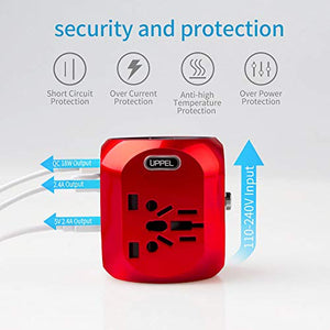 Milool Adattatore Universale da Viaggio con QC3.0 Quick Charge 2 Porte Rosso - Ilgrandebazar