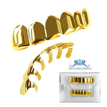 Carica l&#39;immagine nel visualizzatore di Gallery, Grillz placcato in oro 24K per bocca set denti Hip Hop superiore inferiore +... - Ilgrandebazar