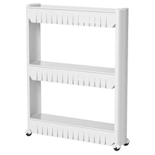 Carica l'immagine nel visualizzatore di Gallery, BAKAJI Carrello Carrellino Slim Stretto Salvaspazio Cucina Bagno Ripostiglio con Ripiani e 4 Ruote, Scaffale Portaoggetti Multiuso con rotelle (3 Ripiani)