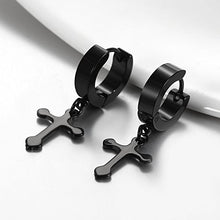 Carica l&#39;immagine nel visualizzatore di Gallery, JewelryWe Orecchini da Uomo Donna con Ciondolo di Croce Multicolori (con Nero - Ilgrandebazar