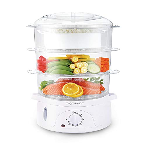 Aigostar Fitfoodie 30CFO - Vaporiera con Timer, 3 cestini, 800W, BPA Free e... - Ilgrandebazar