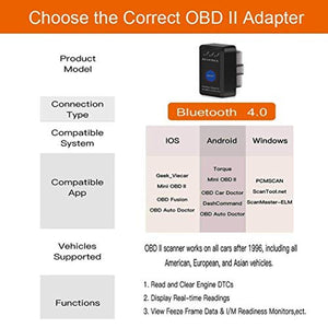 OBD2 Bluetooth 4.0, Smaier OBDII Nuova Versione Diagnosi per Auto, Mini...