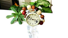 Carica l&#39;immagine nel visualizzatore di Gallery, Orologio da polso bracciale elastico con perle legno marrone beige bordeaux... - Ilgrandebazar