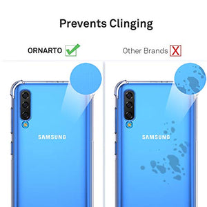 ORNARTO Cover Samsung A50,Custodia Trasparente Assorbimento Morbida Chiaro