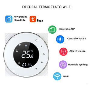 Decdeal Termostato Wi-Fi per Caldaia a Gas,Termostato GC, Bianca