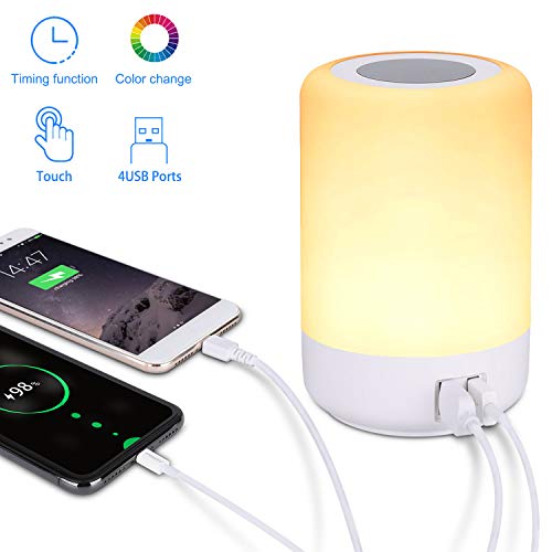Lampada da tavolo USB, lampada comodino a LED con 4 porte di Usb Lamp - Ilgrandebazar