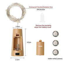 Carica l&#39;immagine nel visualizzatore di Gallery, Vicloon Luce Bottiglia,12 Pezzi Luci per Bottiglie 2 M 20 Micro LEDs Bianco A