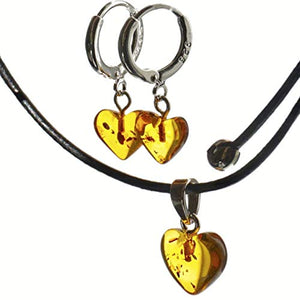Orecchini a cerchio in argento sterling 925 con collana girocollo di cuori...