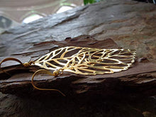 Carica l&#39;immagine nel visualizzatore di Gallery, ✿ VINE FILIGRANA A FOGLIA LUNGA IN ORO - CINTURINI PELLE ✿ orecchini in...