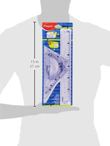 Maped 242767 Kit Righello con Squadre e Goniometro, 4 Pezzi, Multicolore - Ilgrandebazar