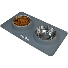 Carica l'immagine nel visualizzatore di Gallery, Ciotola per Cani Gatti in Acciaio Inox con Tappetino Small, Rettangolo Grigio - Ilgrandebazar
