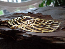 Carica l&#39;immagine nel visualizzatore di Gallery, ✿ VINE FILIGRANA A FOGLIA LUNGA IN ORO - CINTURINI PELLE ✿ orecchini in...