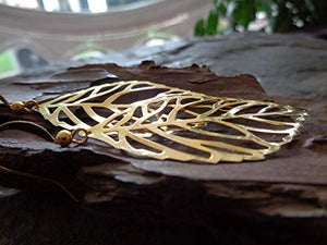 ✿ VINE FILIGRANA A FOGLIA LUNGA IN ORO - CINTURINI PELLE ✿ orecchini in...