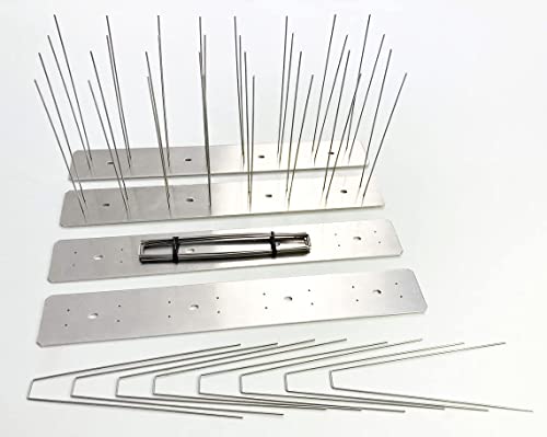 NO Birds | Dissuasori per Piccioni | Barriera Anti Uccelli per Balcone Terrazza Finestra | Spuntoni Extra Lunge | Acciaio Inossidabile e Alluminio | 4 pezzi | Lunghezza Totale 1,09 Metri