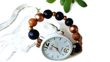 Carica l&#39;immagine nel visualizzatore di Gallery, Orologio da polso donna elasticizzato Bracciale perle Legno Bianco Nero... - Ilgrandebazar