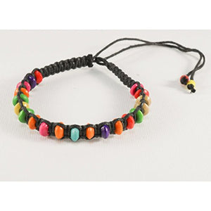 Braccialetto intrecciato Nero con perline di legno colorate, ideale per... - Ilgrandebazar