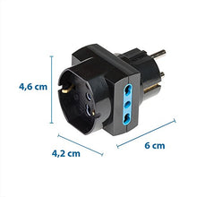 Carica l'immagine nel visualizzatore di Gallery, Poly Pool PP2351.1 Adattatore Triplo con 2 Prese Bivalenti, 1 Presa Nero