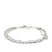 Carica l&#39;immagine nel visualizzatore di Gallery, Fossil Bracciale da Donna in Ottone con Perline Argento, 16cm +2.5cm - Ilgrandebazar
