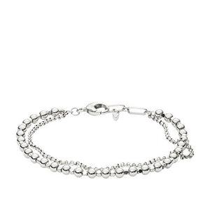 Fossil Bracciale da Donna in Ottone con Perline Argento, 16cm +2.5cm - Ilgrandebazar