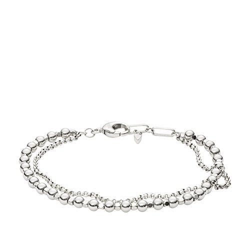 Fossil Bracciale da Donna in Ottone con Perline Argento, 16cm +2.5cm - Ilgrandebazar
