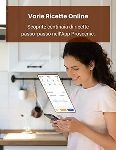 Proscenic T21 Friggitrice ad Aria, 5.5L Air Fryer Controllo con App & Alexa e Display LED Toccabile, Funzioni Timer/Preriscaldamento/Programmi/Senza BPA e PFOA per Patatine Fritte/Ali di Pollo/Pizza