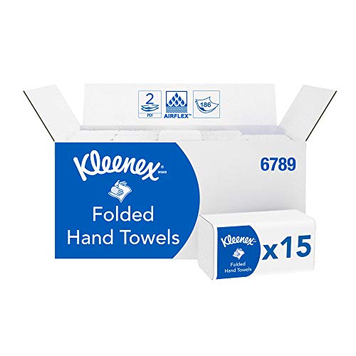Kleenex 6789 Asciugamani Piegati a 2 Veli, 15 Confezioni x 186 Fogli, Biano - Ilgrandebazar