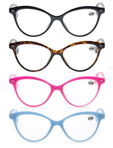 MODFANS Confezione da 4 Occhiali Lettura 1.0 Cat Eye +1.00, Colori Misti - Ilgrandebazar