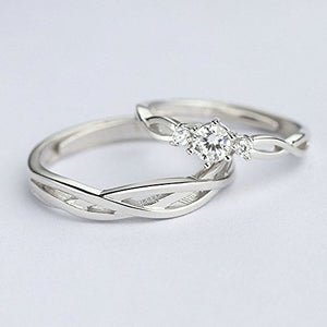 2PCS Anelli Fidanzamento Ti amo Incisione Argento 925 I Love You-sytle 1 - Ilgrandebazar