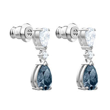 Carica l&#39;immagine nel visualizzatore di Gallery, Swarovski Orecchini A Buco Vintage, Cristallo Blu, Rodiato, da Donna - Ilgrandebazar