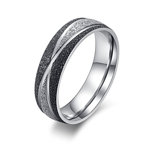 PAURO Mattching Set da Coppia in Acciaio Inox sabbiato Band Anello per Nero - Ilgrandebazar