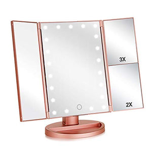 Specchio Trucco,HOMI per Il Trucco con Luce 1x / 2X / 3X Oro Rosa