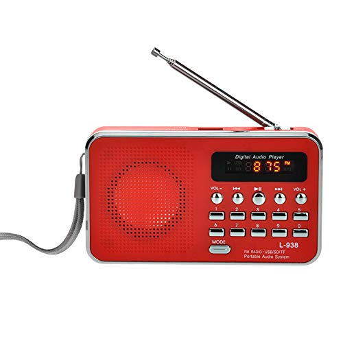 docooler Mini FM Radio Altoparlante Digitale Portatile da 3 W Rosso