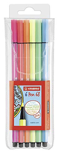 Pennarello Premium - STABILO Pen 68 - Astuccio da 6 - Custodia neon 6 - Ilgrandebazar