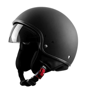 Westt Vintage Casco Jet Retro Moto Nero Opaco Scooter Motorino L (58cm) - Ilgrandebazar