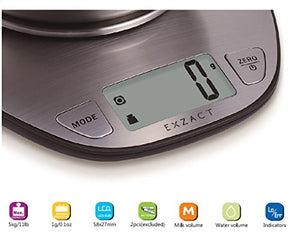 EXZACT Bilance da Cucina/Bilancia Elettronica ad Alta Precisione con Argento