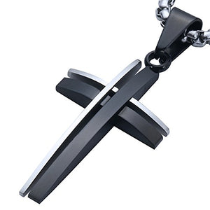 DonDon Collana Uomo con Ciondolo a Croce Bicolore in acciao Inox e Sacchetto...